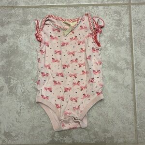 4/$25 Matilda Jane Pink Bodysuit With Bicycle Pattern Baby Girl Size 6-12 Months